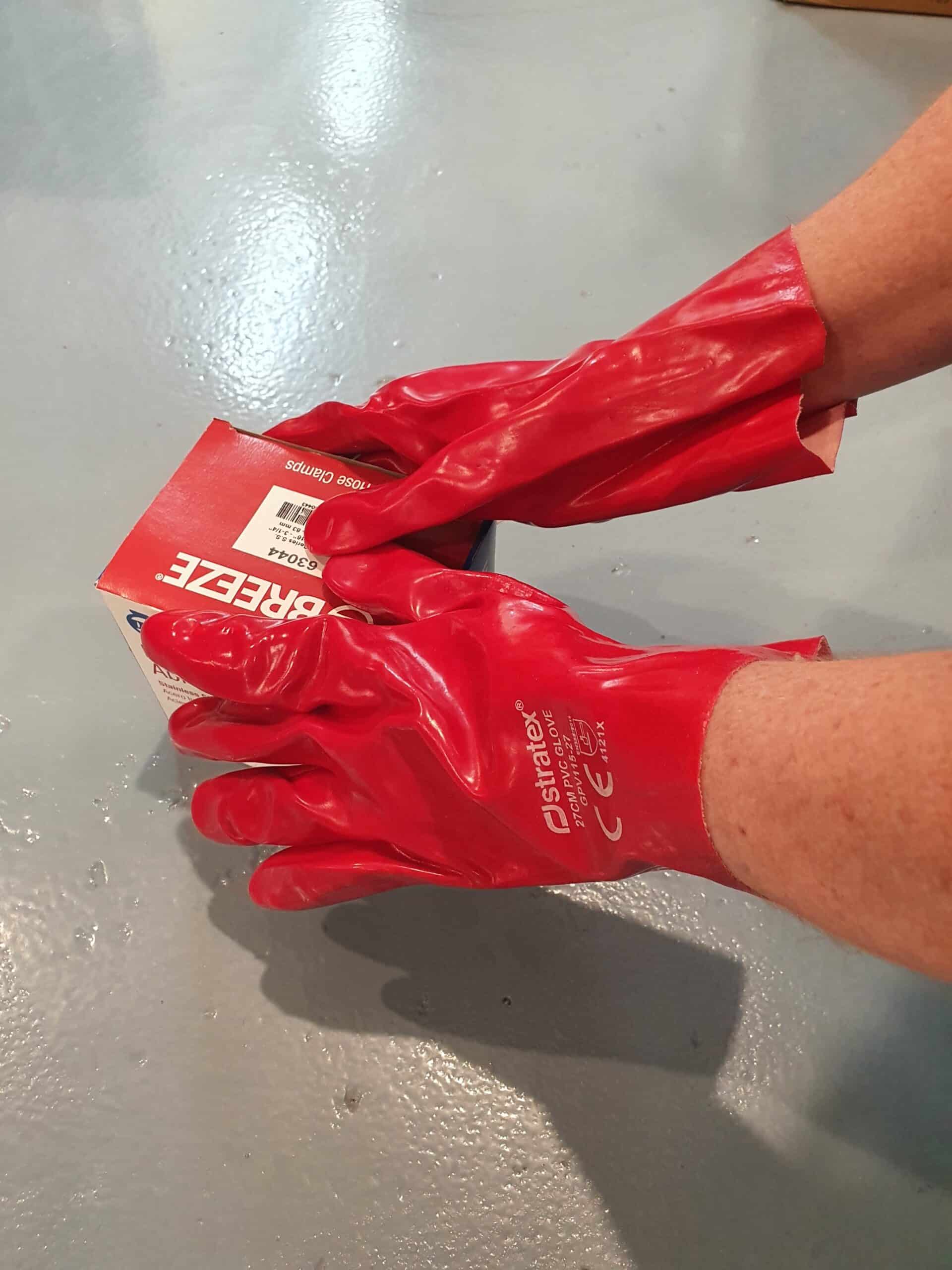 RED PVC Chemical Resistant Safety Glove A42622