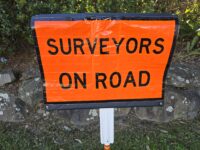 Surveyors On Road Reflective Roll Up Banner A4054