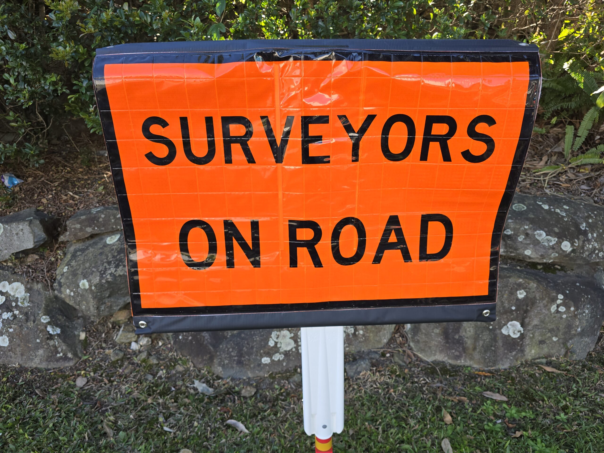 Surveyors On Road Reflective Roll Up Banner A4054
