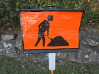 Workmen Ahead Reflective Roll Up Banner A4055
