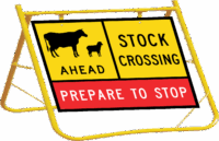 Stock Crossing Sign with Stand A400300