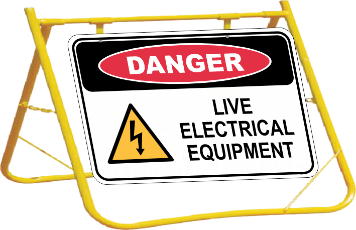 Live Electrical Equipment Sign and Stand Combo A400328