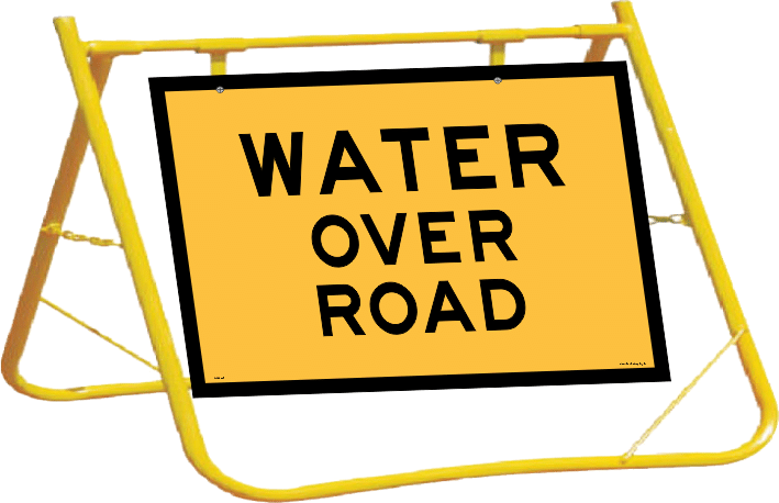 Water over Road Sign and Stand Combo A400339