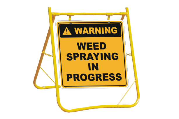 Weed Spraying Warning sign with stand A40257