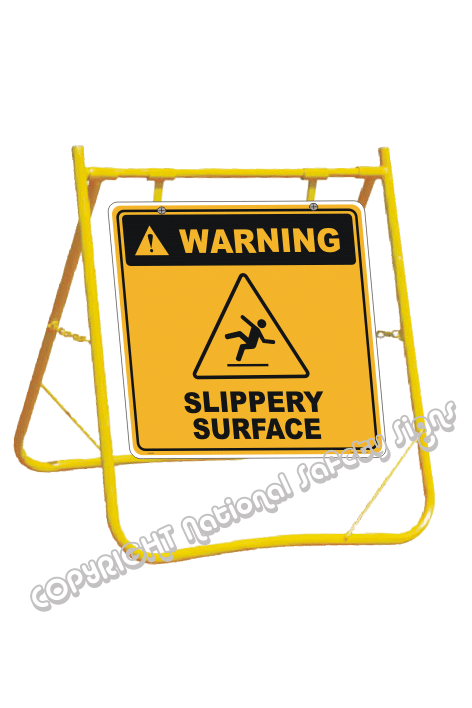 Warning Slippery Surface sign with stand A40259