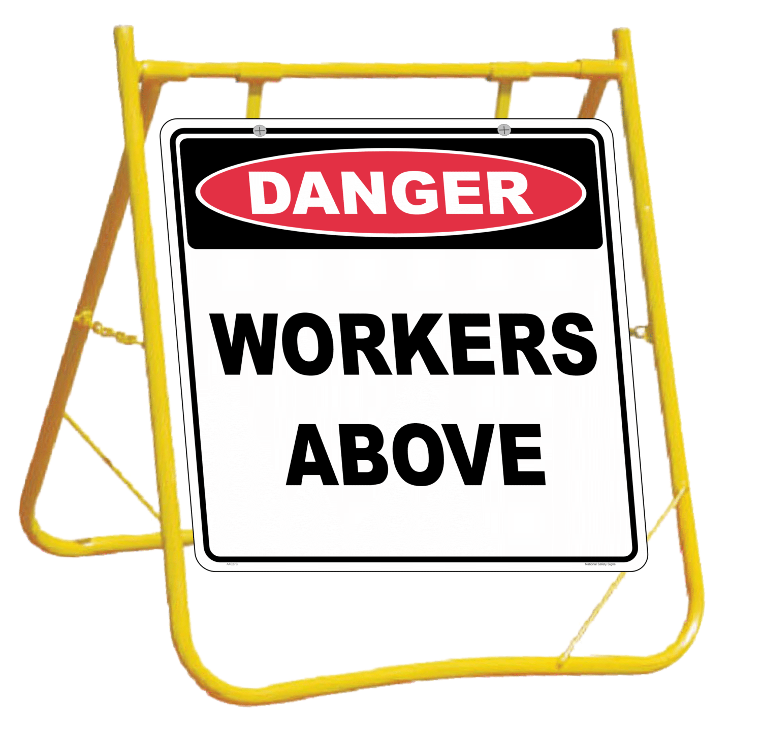 Danger Workers Above sign and stand Combo A40273