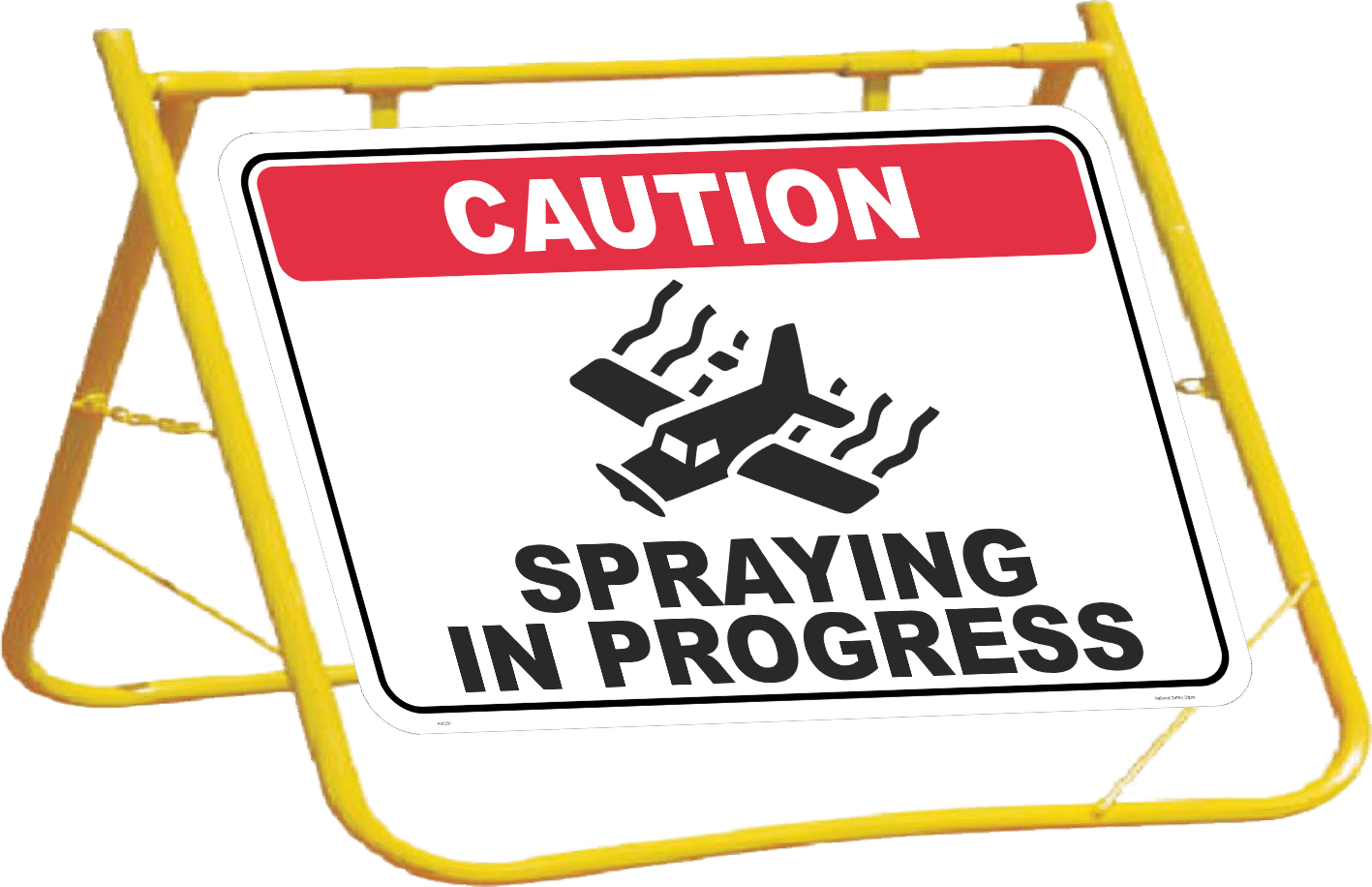 Caution Spraying in Progress sign with stand A40291