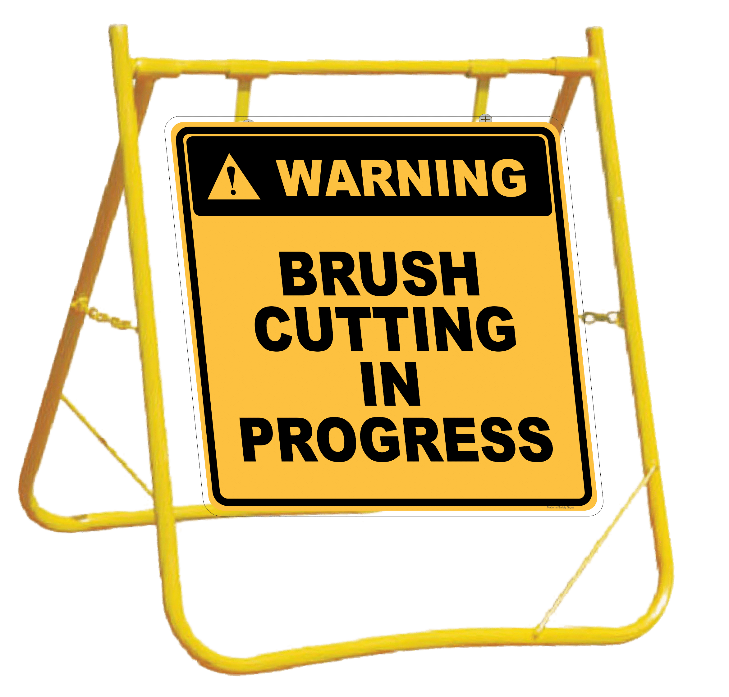 Brush Cutting in Progress sign with stand A40294