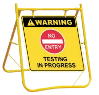 No Entry Testing in Progress Sign with Stand Combo A400346