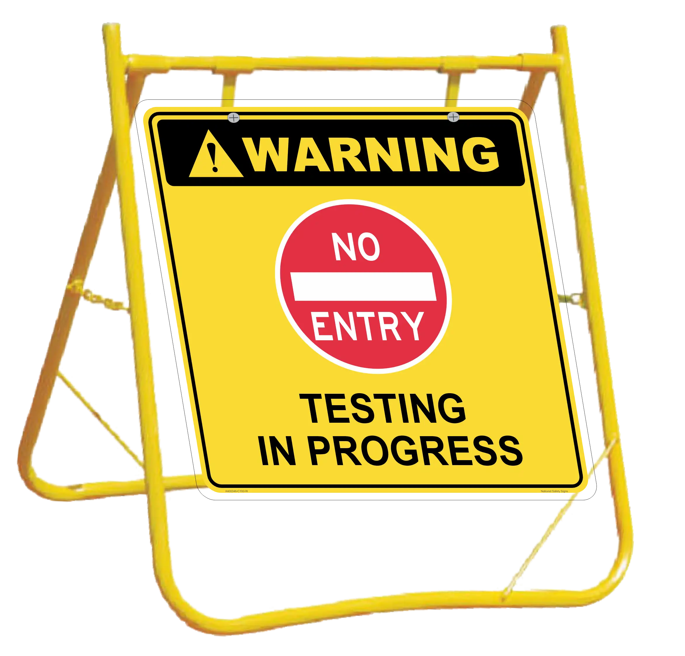 No Entry Testing in Progress Sign with Stand Combo A400346