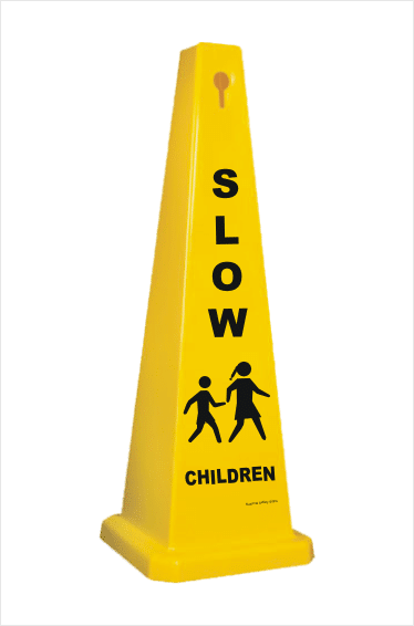 4 Sided Safety Cone Slow Children