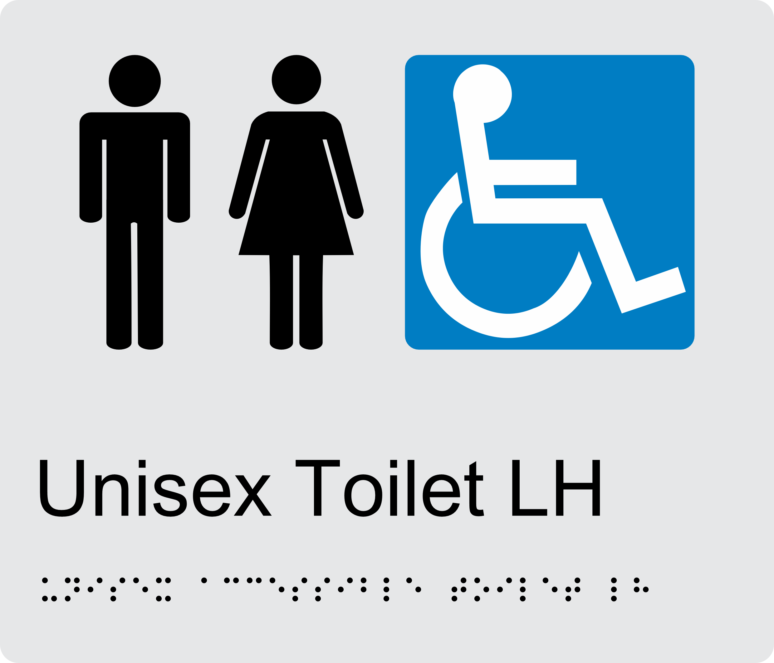 Unisex Accessible Toilet LH BT11 Braille Sign