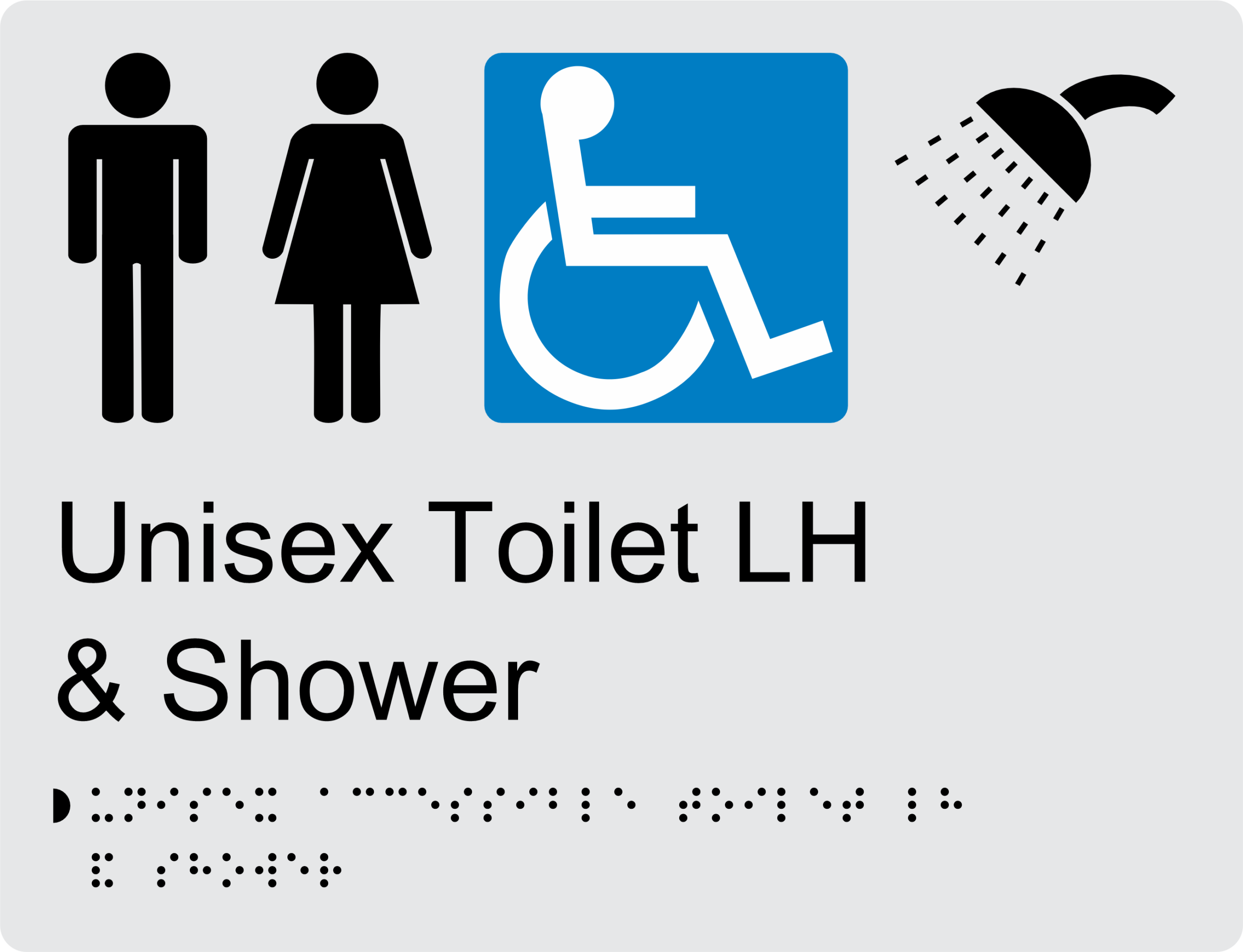 Unisex Disabled Shower LH BT14 Braille Sign