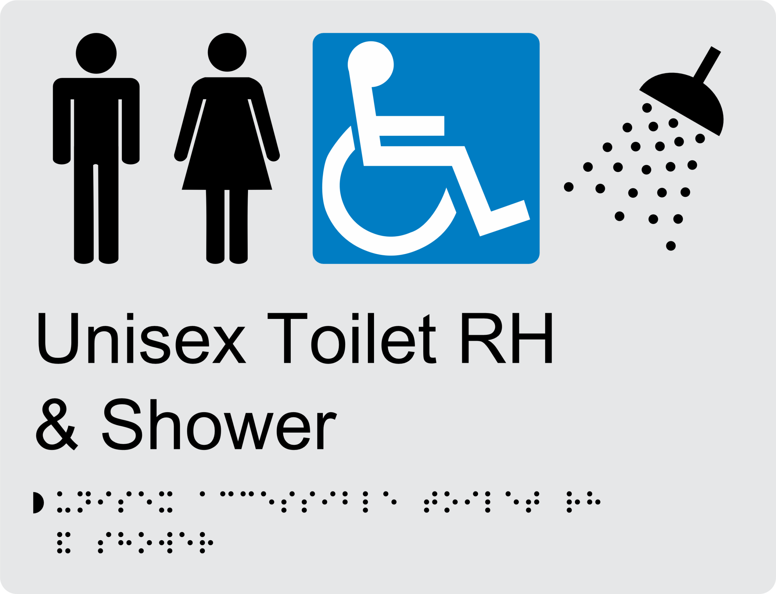 Unisex Disabled Shower RH BT15 Braille Sign