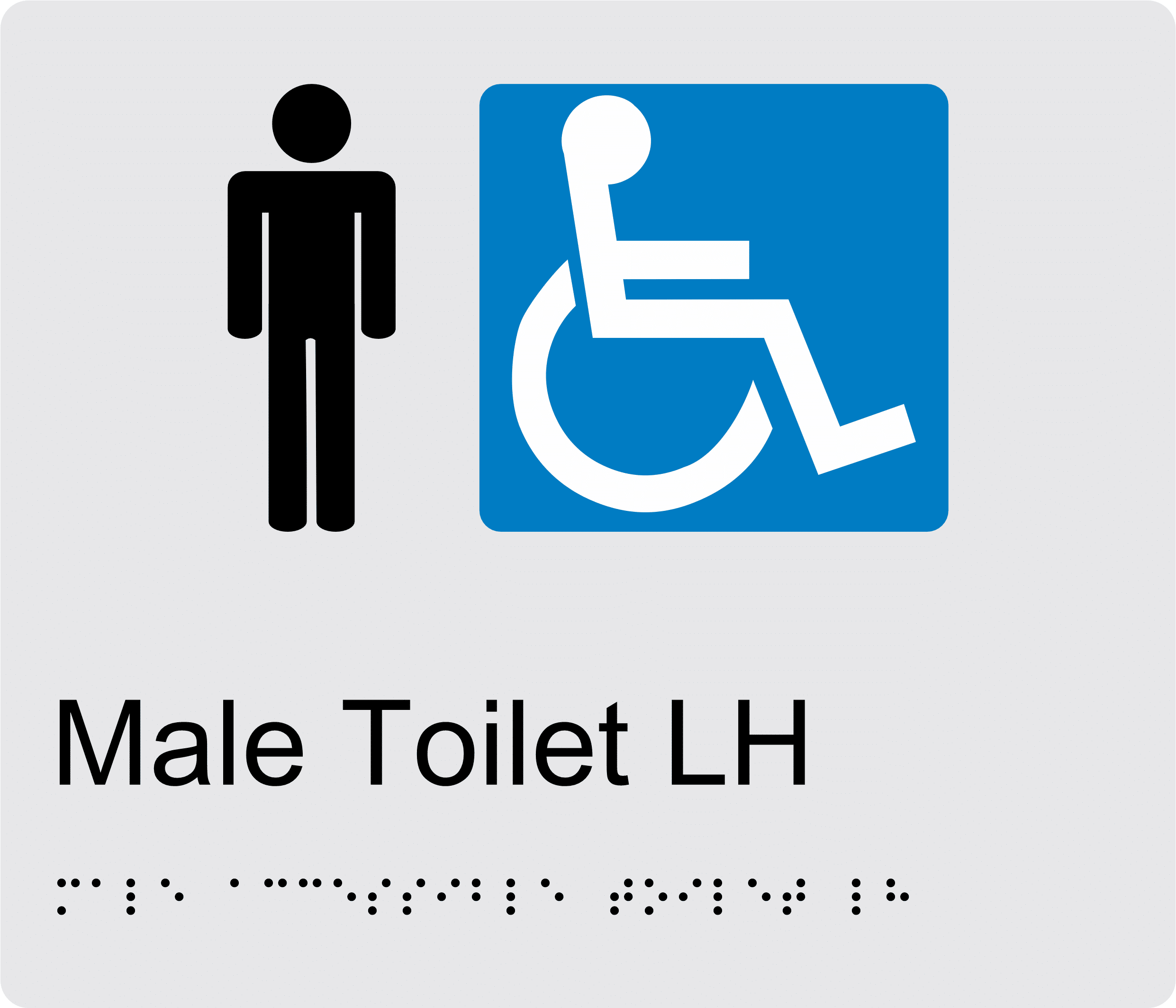 Male Accessible Toilet LH BT18 Braille Sign