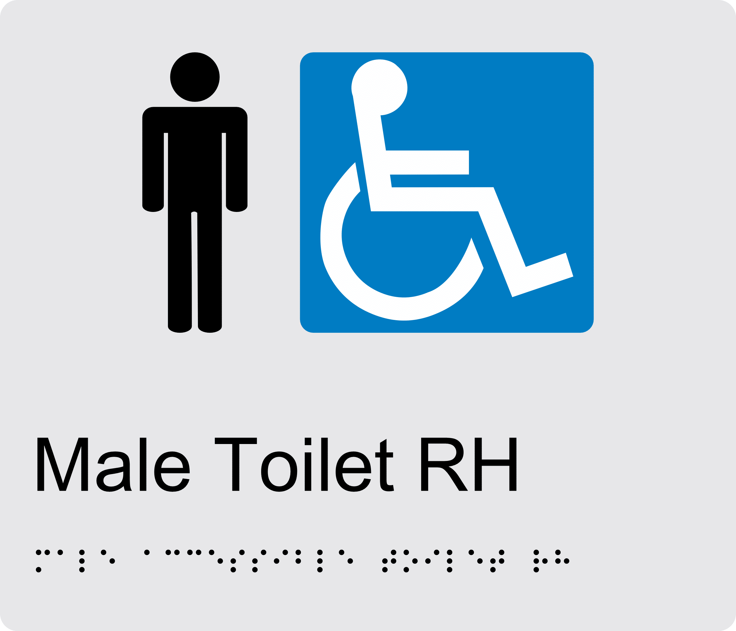 Male Accessible Toilet RH BT19 Braille Sign