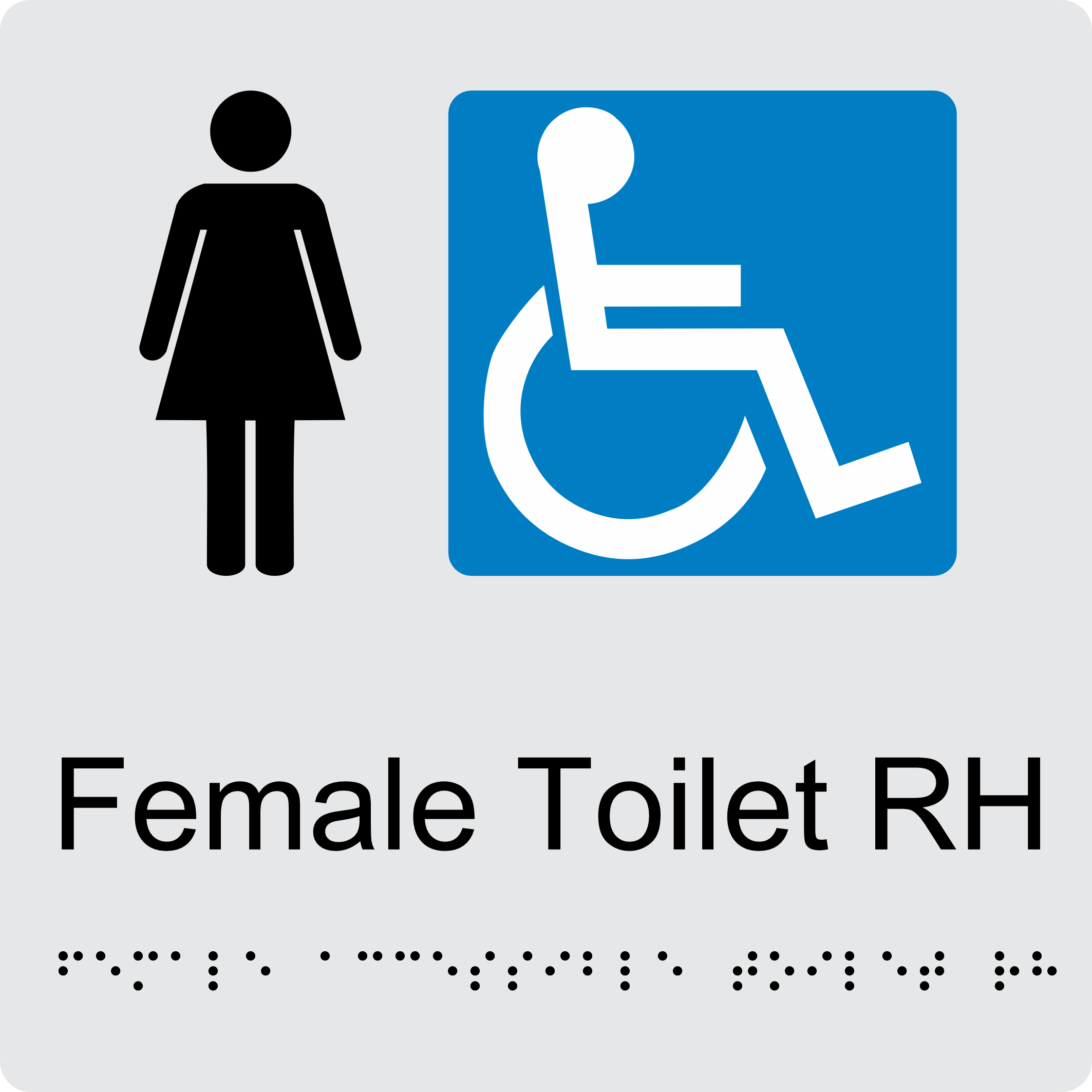 Female Accessible Toilet RH BT21 Braille Sign