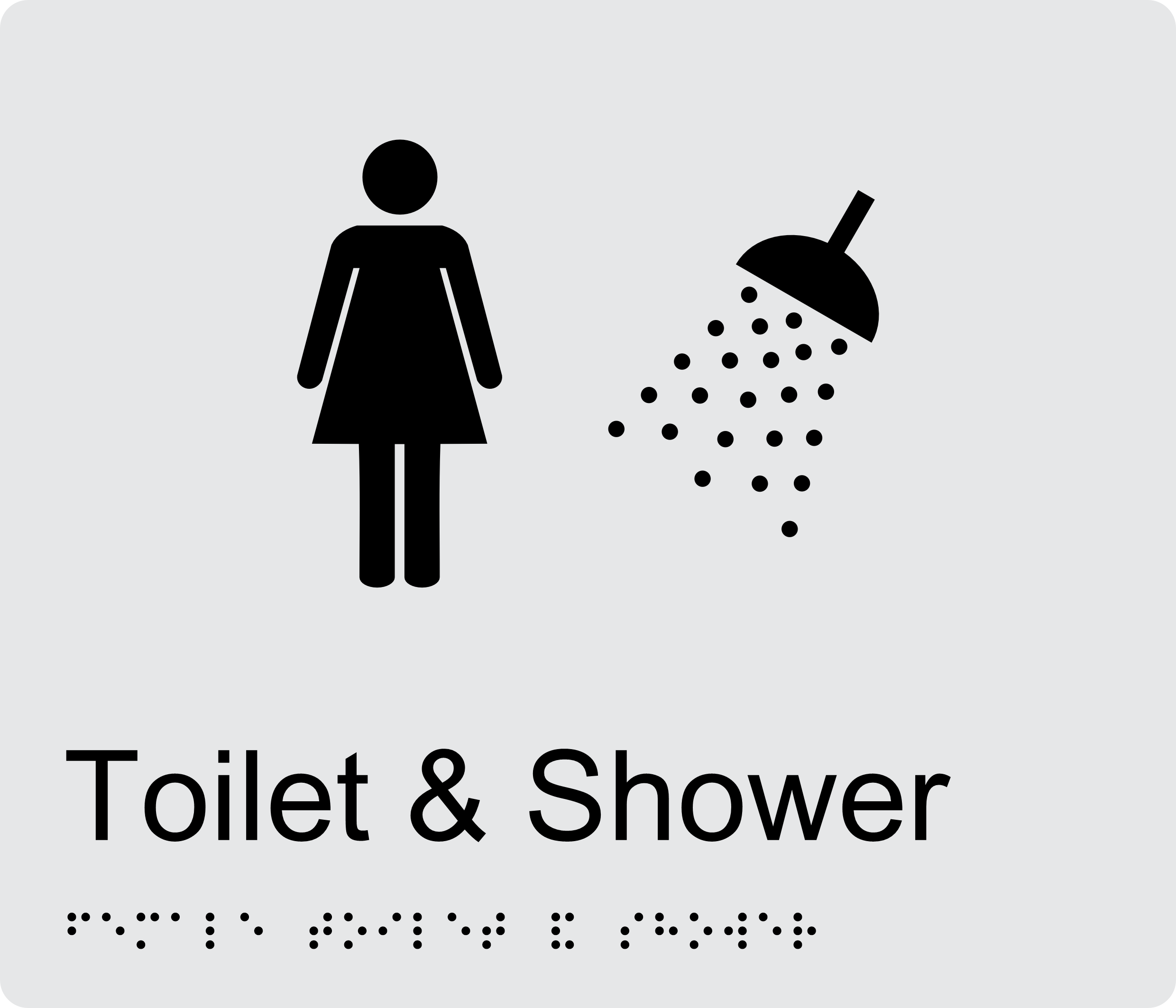 Female Toilet and Shower BT25 Braille Sign