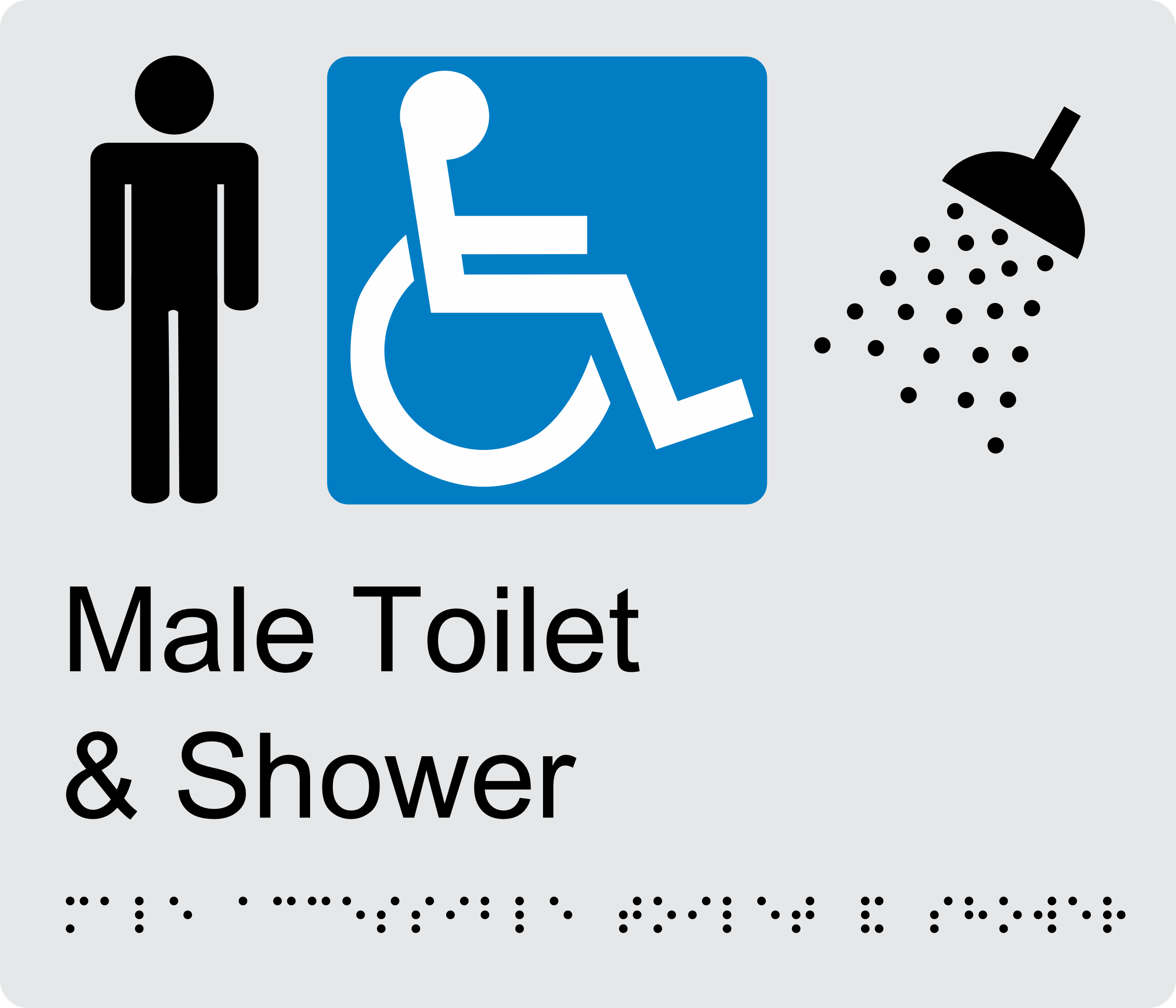 Male Accessible Toilet and Shower BT26 Braille Sign