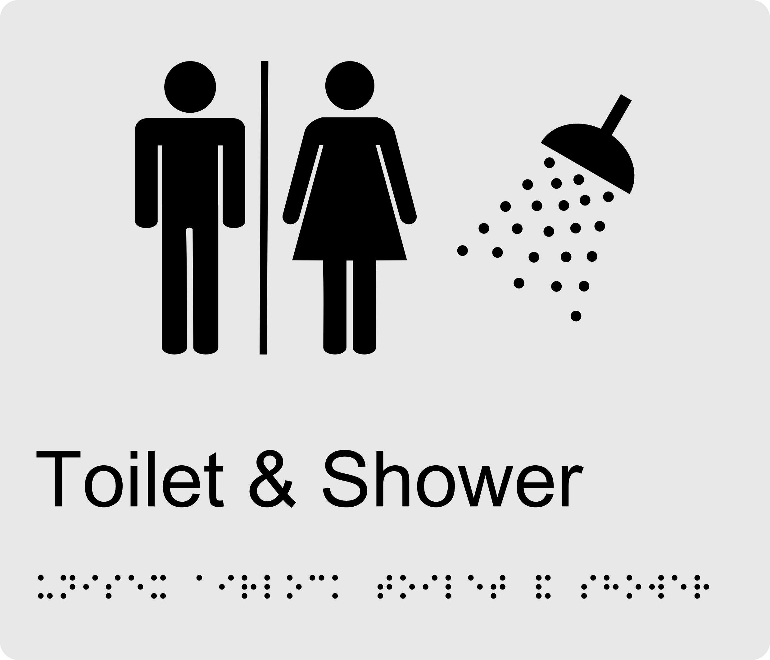Unisex Air Lock Toilet and Shower BT29 Braille Sign
