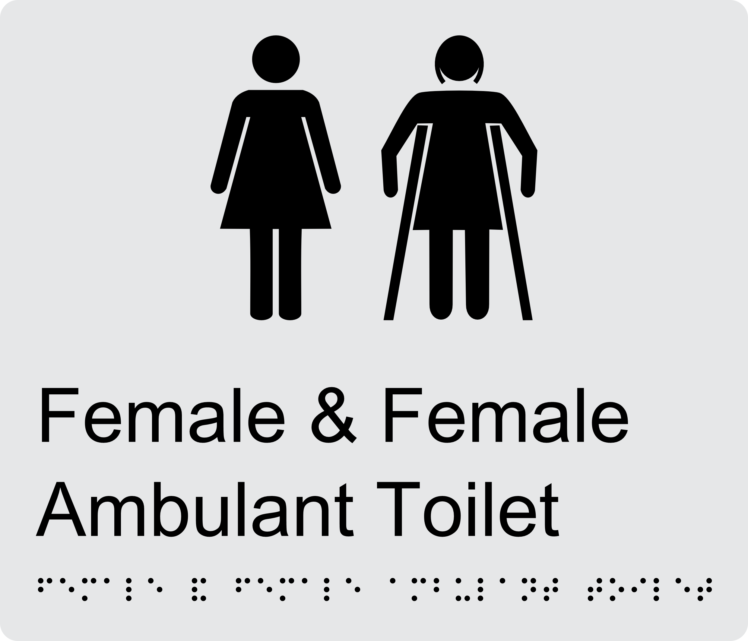 Female and Female Ambulant Toilet Braille Sign BT37