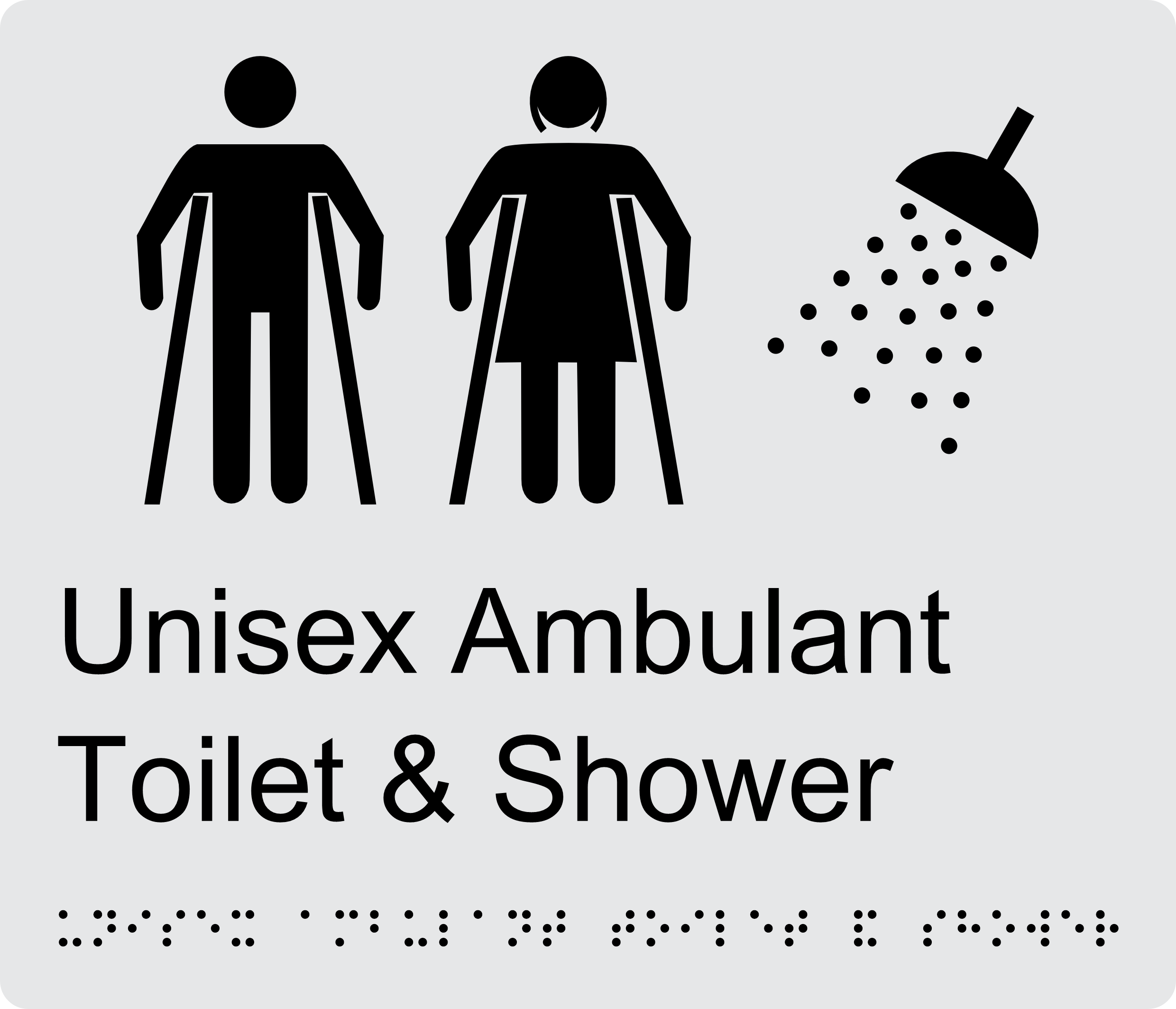 Unisex Ambulant Toilet and Shower Braille Sign BT41