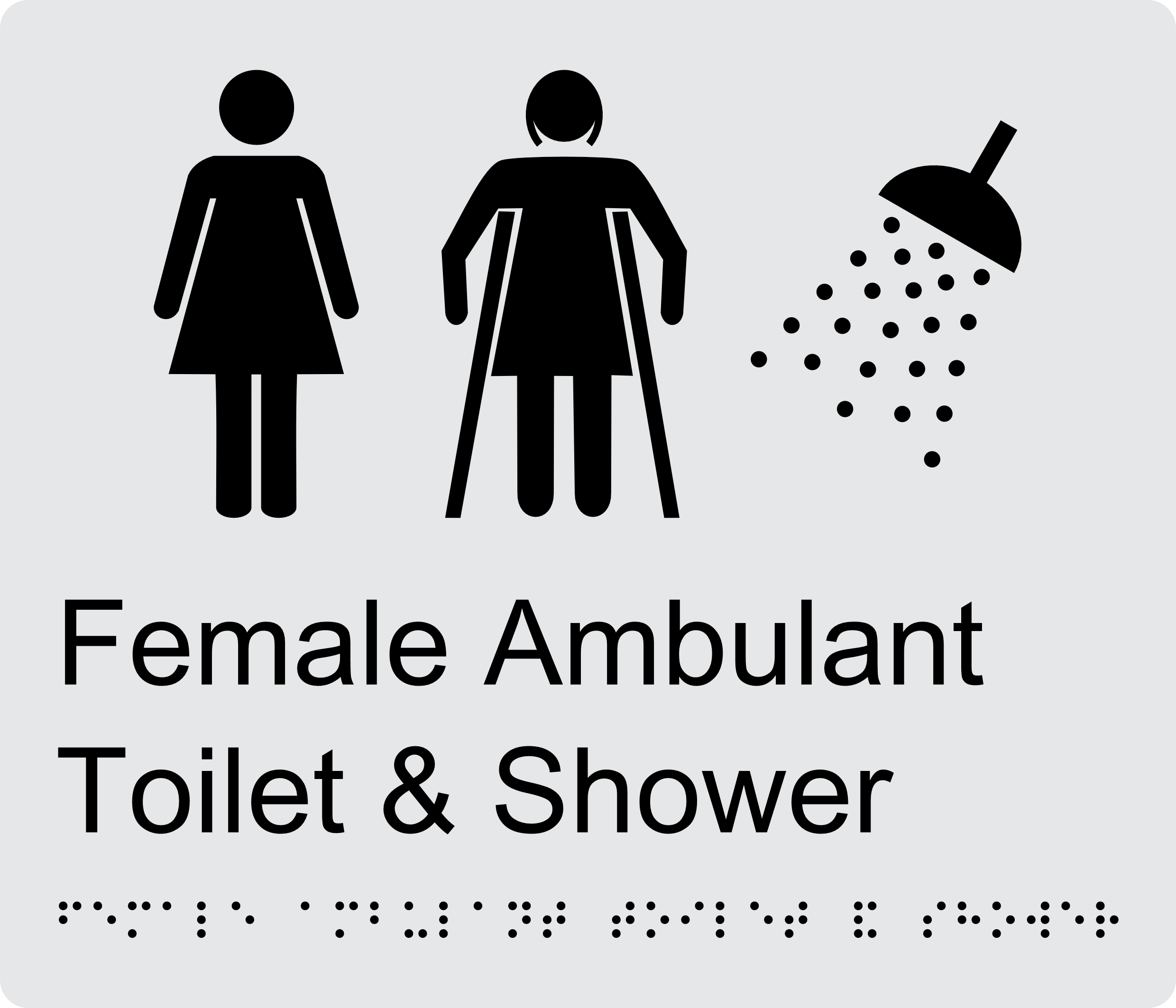 Female Ambulant Toilet and Shower Braille Sign BT42