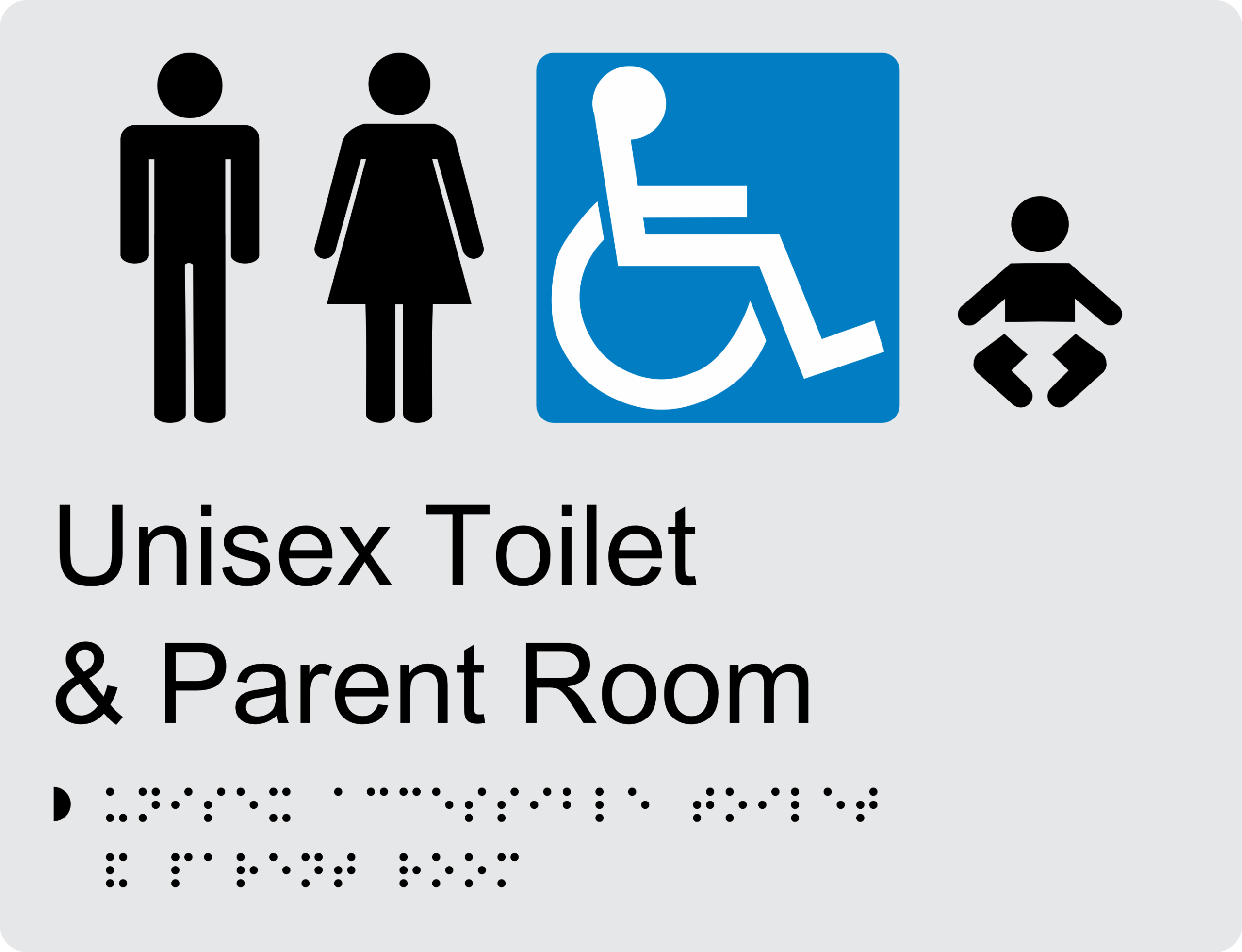 Unisex Accessible Toilet and Parent Room Braille Sign BT44