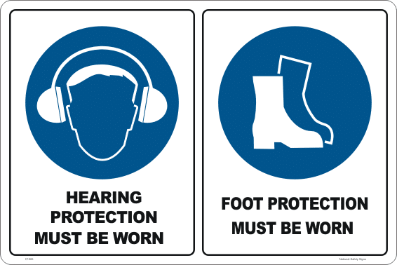Hearing Protection Foot Protection Sign C19100