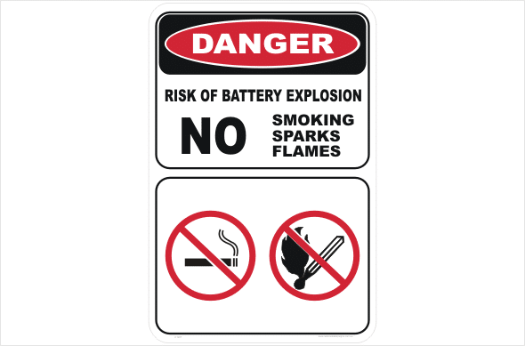 battery explostion no smoking no flames