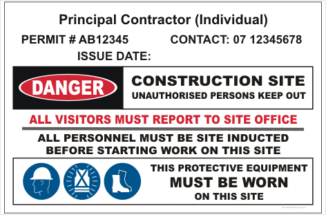 Principal Individual Contractor site sign