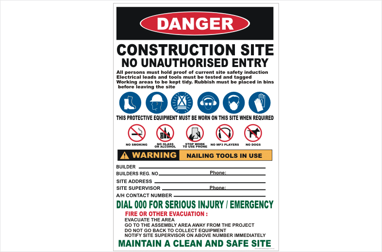 Construction site sign