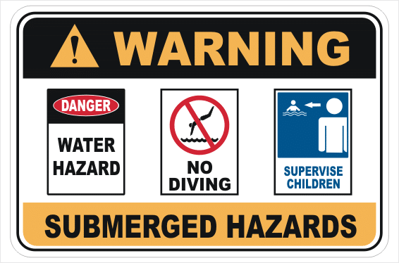 Submerged Hazard warning sign