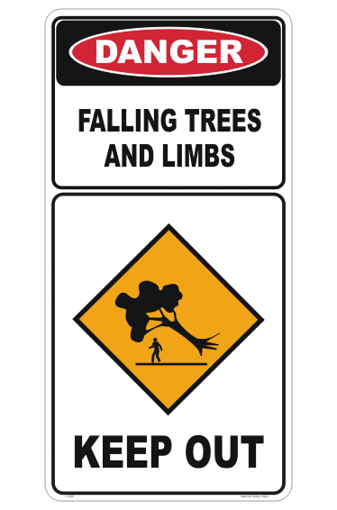Danger Falling Trees Keep Out Sign C1988
