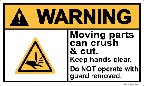 Moving Parts can Crush and Cut W30340