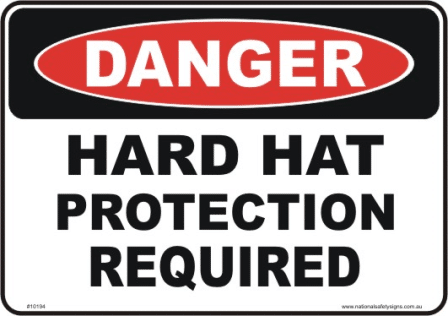 Hard hat danger sign