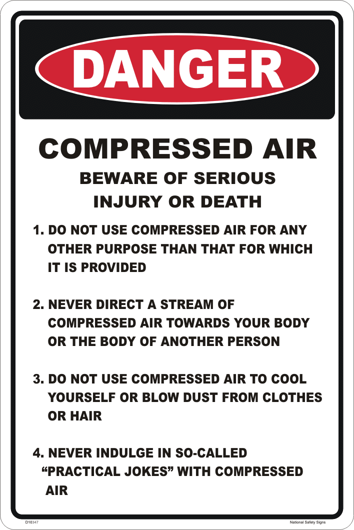 Compressed Air Warning Sign D10347