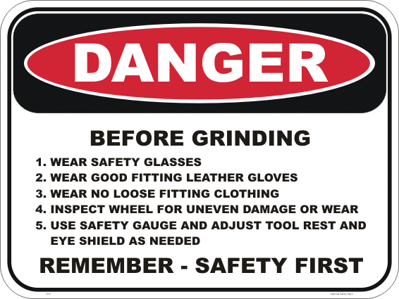 Danger Bench Grinder Safety Sign D10352