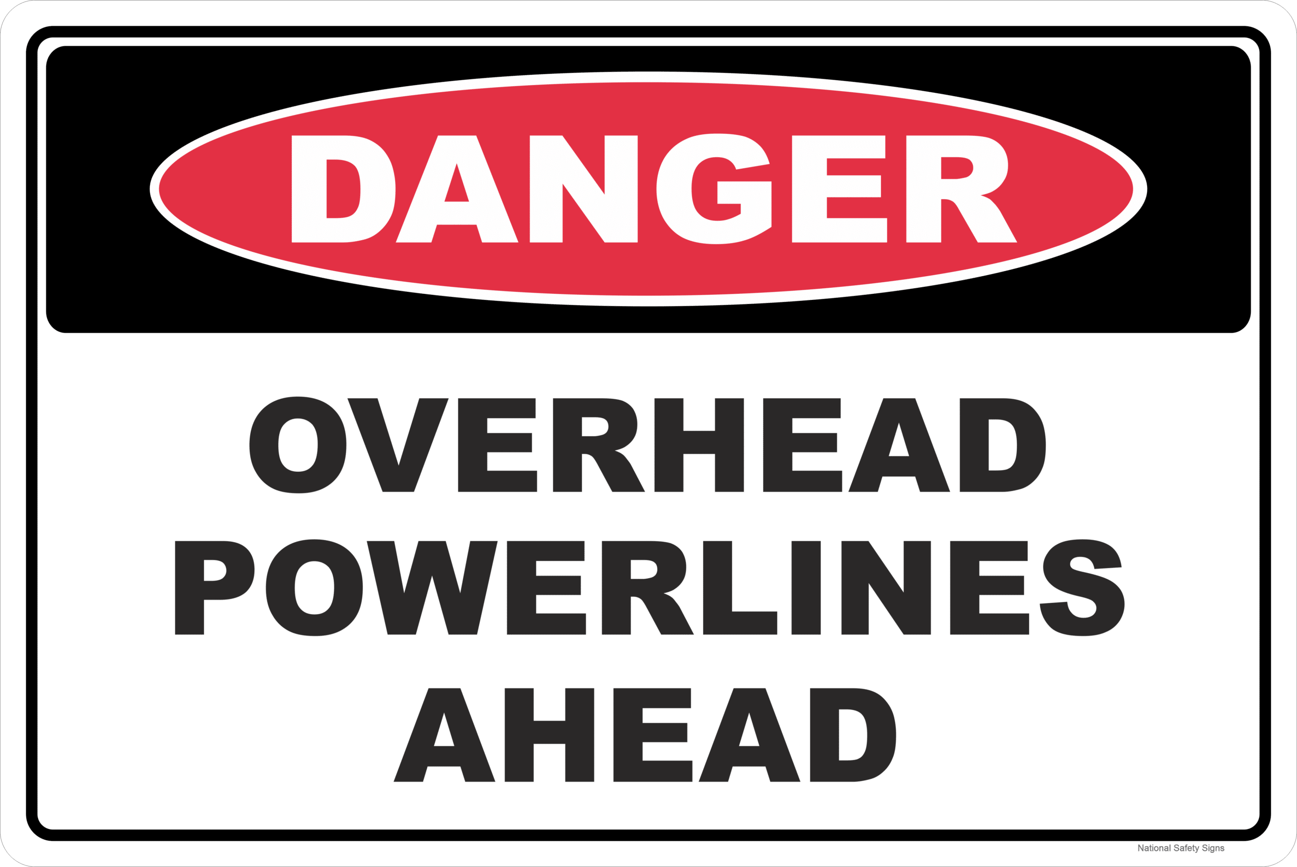 Overhead Power Lines Ahead sign D10357