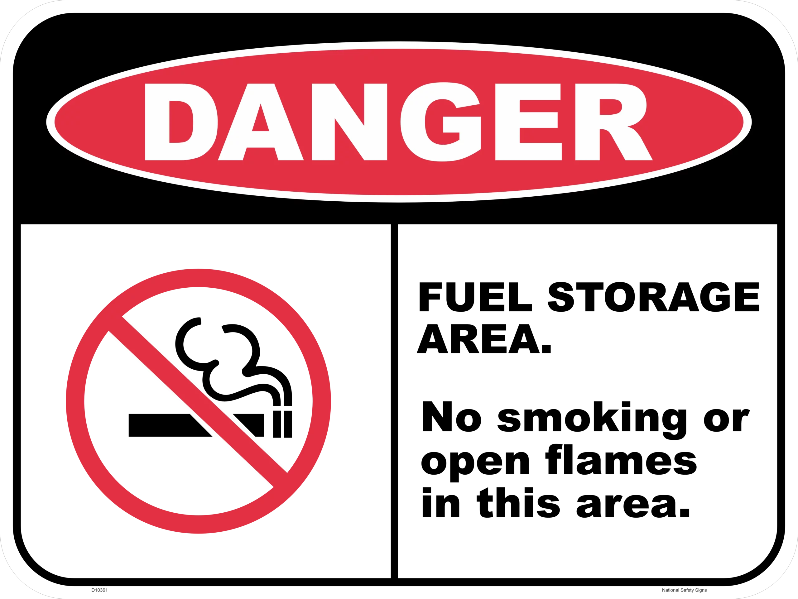 Fuel storage Area No Smoking Sign D10361