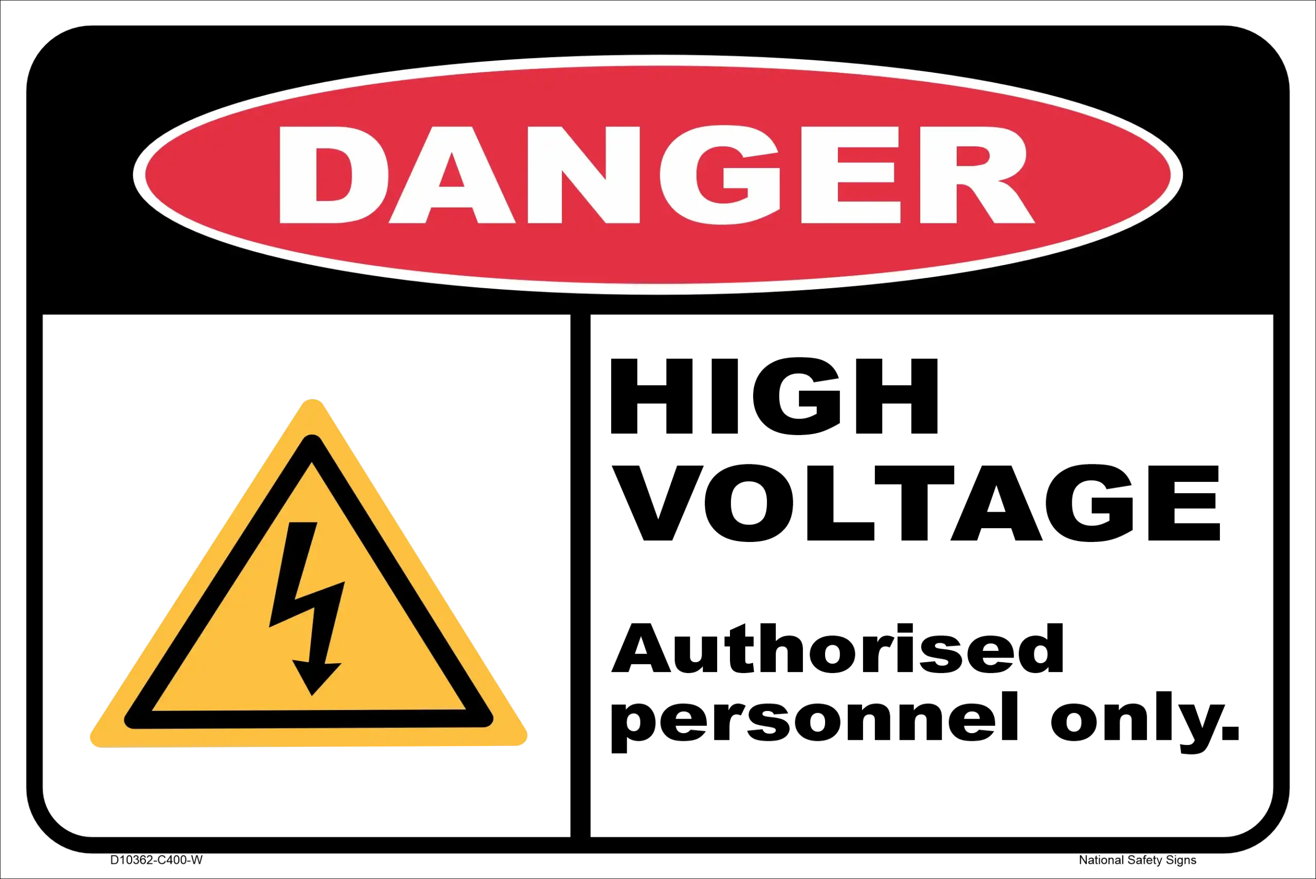 Danger High Voltage Sign D10362