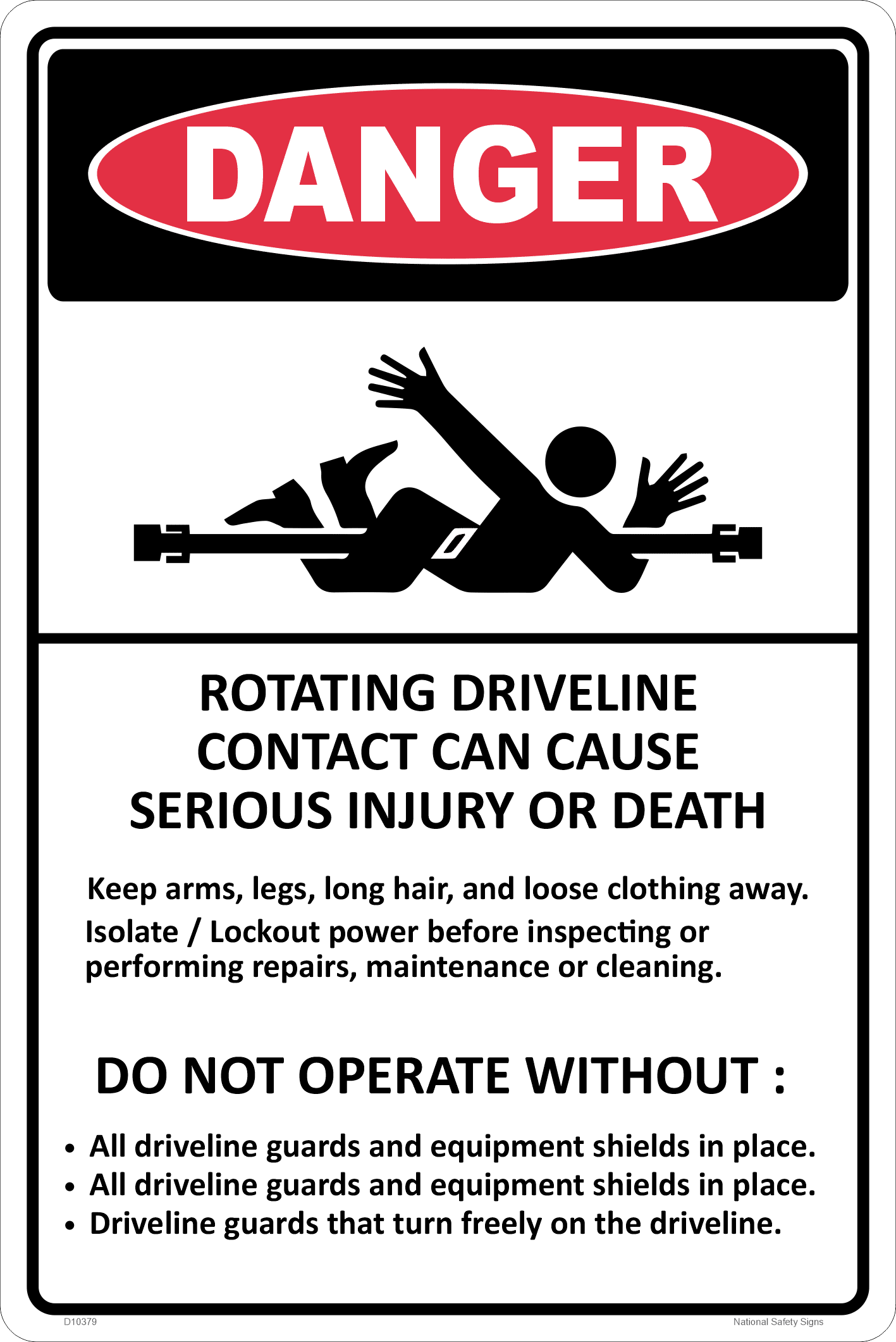 Rotating Driveline Sign D10379