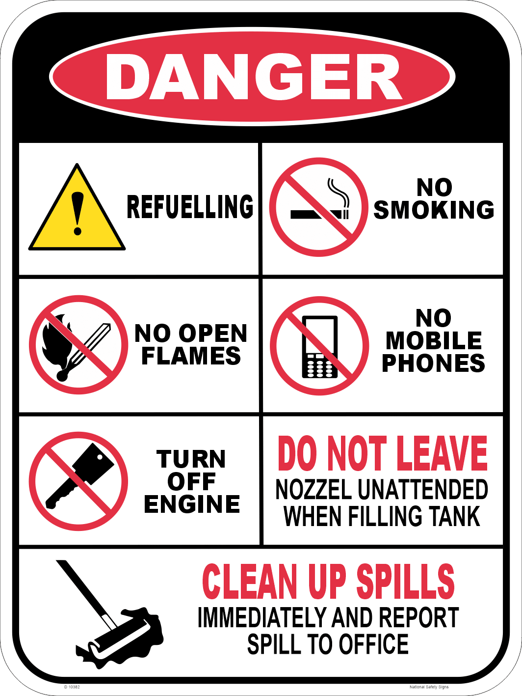 Danger When Refuelling Sign D10382