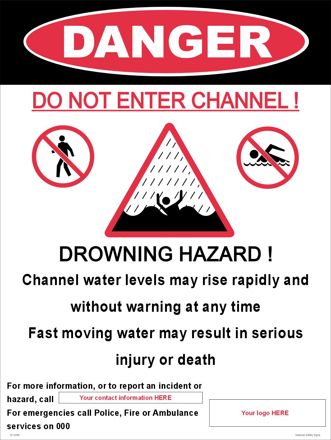 Danger Drowning Hazard Sign D10398