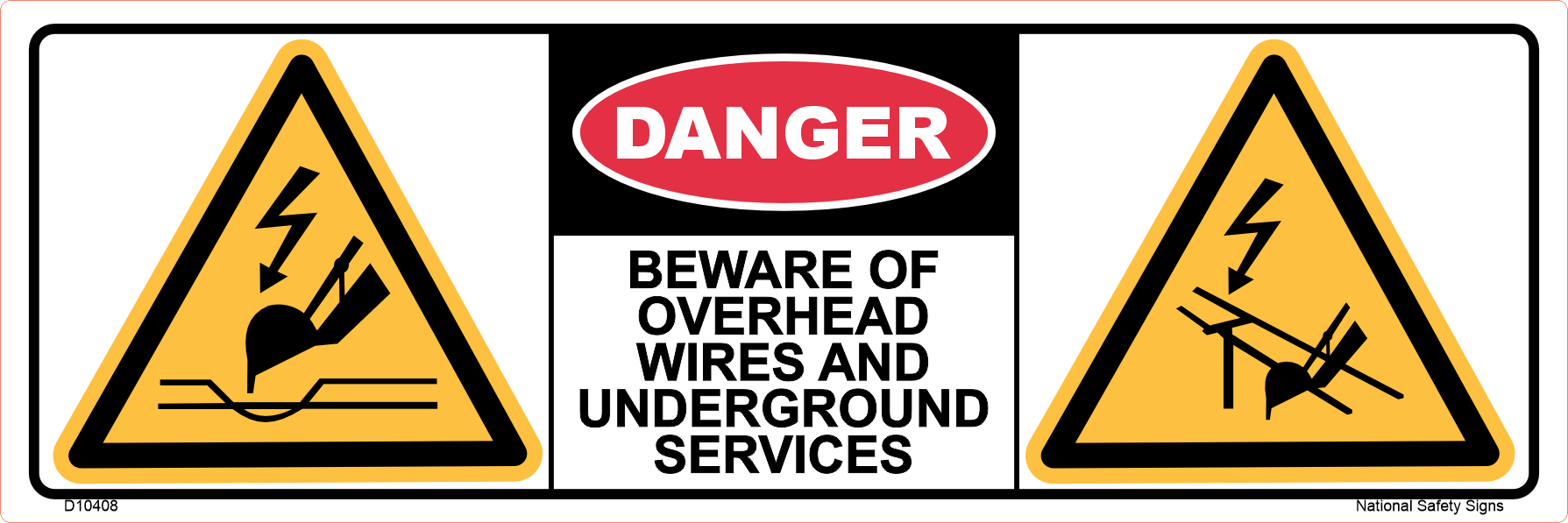 Beware of Overhead Wires Danger Sticker D10408