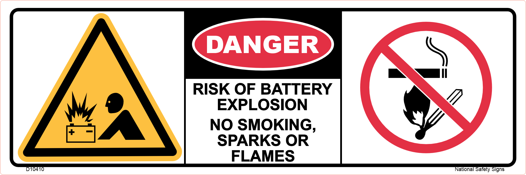 Risk of Battery Explosion Danger Sticker D10410