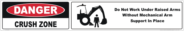 Backhoe Crush Zone danger sign
