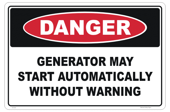 Generator Starts Automatically sign