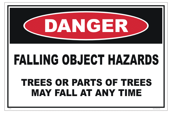 Tree Harvesting Falling Objects Hazard sign - Tree felling Danger