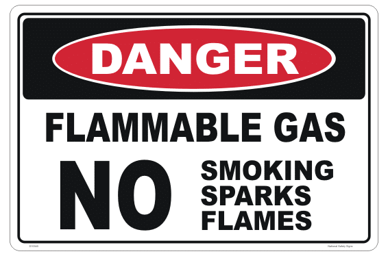 Flammable Gas No Smoking sign - Danger gas